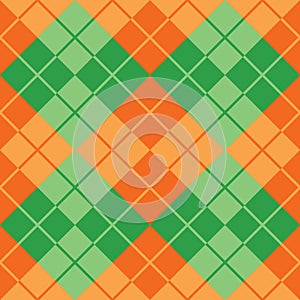Argyle Pattern in Green and Orange