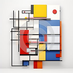 Geometric Arrangement: Conceptual Minimalist Sculpture Inspired By De Stijl