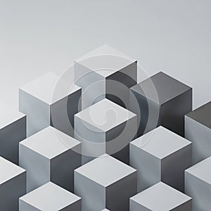 Geometric arrangement of light and dark gray cubes