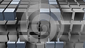 Geometric Array of silver cubes. Chrome cubes. 3d rendering illustration view 2 photo