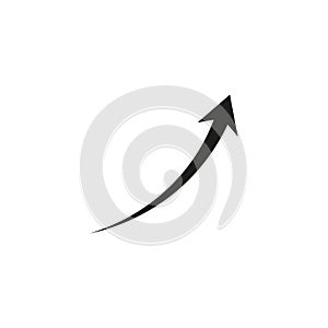 Geometric arrow semicircular rounded curved shape.