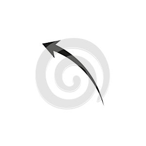 Geometric arrow semicircular rounded curved shape.