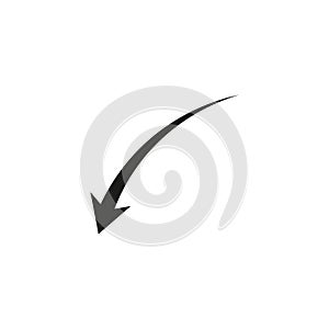 Geometric arrow semicircular rounded curved shape.