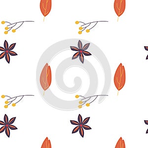 Geometric autumn leaves on a white background. Seamless vector pattern. Perfect for fabric, all kinds of paper projects, and stati