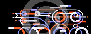 Geometric background with circles and lines vector art, abstract composition technical plan.