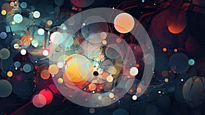 geometric background with colorful circles and bubbles - generative Ai