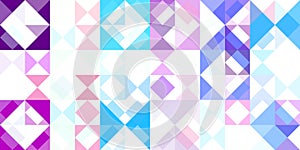 Geometric background pattern. Violet lilac blue white. Seamless rambling regular figures multicolor geometric minimal design