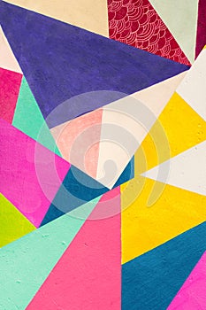 Geometric background of wall with bright tones. pop art style photo