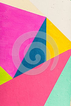Geometric background of wall with bright tones. pop art style