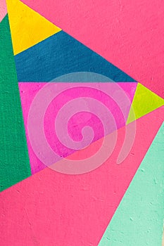 Geometric background of wall with bright tones. pop art style