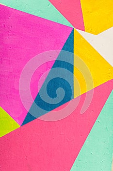 Geometric background of wall with bright tones. pop art style