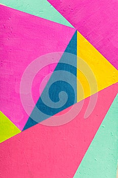 Geometric background of wall with bright tones. pop art style photo