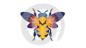 Geometric bee with a gradient color scheme. Stylized bee flat illustration. Isolated on white background. Concept of