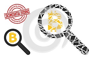 Geometric Bitcoin Audit Icon Mosaic and Scratched Circumstantial Evidence Stamp photo