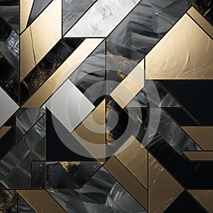 Geometric Black And Gold Abstract Wallpaper - Mosaic-like Collages