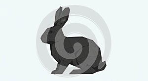 Geometric black rabbit design rendered in