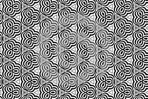 Geometric black and white background. Abstract ethnic motif in doodling style. Template