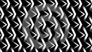 Geometric black and white pattern featuring zigzag lines arranged in parallel rows
