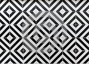 Geometric black and white pattern of modern ceramic tiles