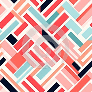 Geometric Block Lines: A Bold And Intricate Mid-century Wallpaper Pattern