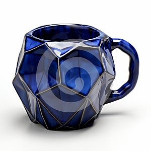 Geometric Blue Coffee Mug: Cubist Faceting And Organic Form photo