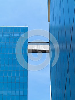 Geometric blue glass facade of IMS on the in sao paulo photo