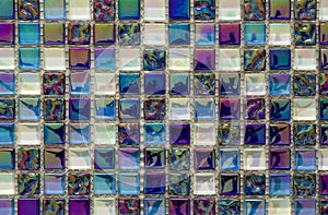 Geometric blue, purple and green mosaic tiles pattern. Wallpaper