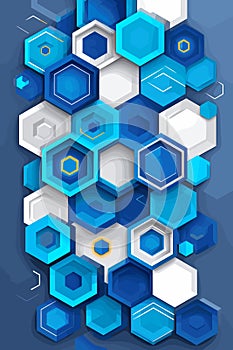 Geometric Blue and White Hexagonal Pattern Abstract Background