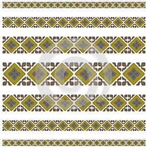 Geometric border pattern. Repeat element Vector. Abstract line ornament. Decorative stripe set.