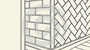 Geometric Brick Wall Pattern, Classic Architectural Texture Backdrop, vector design Generative AI