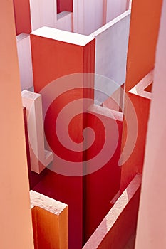 Geometric building design. The red wall, La manzanera. Calpe photo