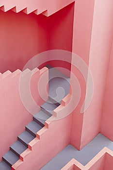 Geometric building detail. The red wall, La manzanera. Calpe