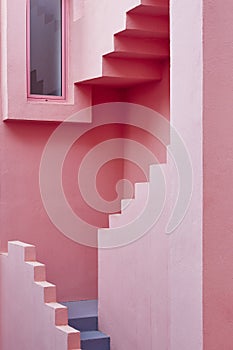 Geometric building detail. The red wall, La manzanera. Calpe photo