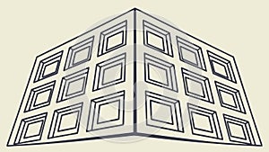 Geometric Building Facade. Modern architectural abstraction. vector design Generative AI