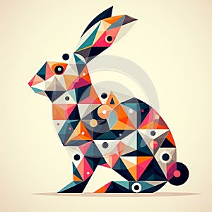 Geometric Bunny Bunny silhouette constructed from triangles squa