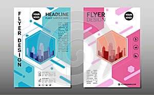 Geometric Business brochure flyer design layout template in A4 size, with blur background, vector eps10, CMYK color