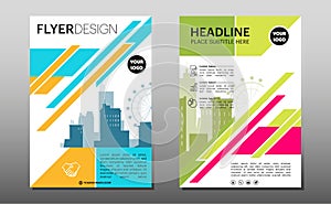 Geometric Business brochure flyer design layout template in A4 size, with blur background, vector eps10, CMYK color