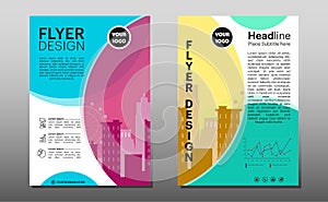 Geometric Business brochure flyer design layout template in A4 size, with blur background, vector eps10, CMYK color