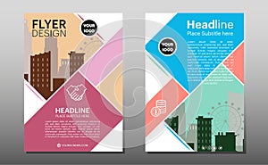 Geometric Business brochure flyer design layout template in A4 size, with blur background, vector eps10, CMYK color