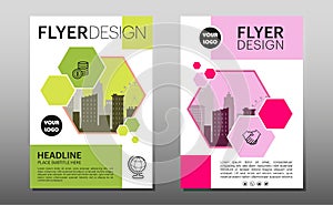 Geometric Business brochure flyer design layout template in A4 size, with blur background, vector eps10, CMYK color