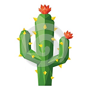 Geometric cactus illustration featuring sharp, angular