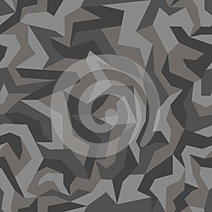 Geometric camouflage seamless pattern. Abstract modern camo, black and white modern military texture background. Vector