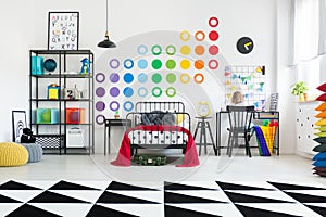 Geometric carpet in kid`s room