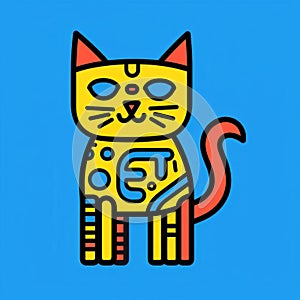 Geometric Cat: A Mythological Iconography In Line Drawing Style