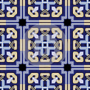 Geometric celtic tribal ethnic style square frames borders seamless pattern. Ornamental vector structured background. Repeat