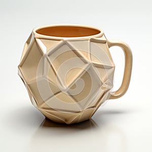 Geometric Ceramic Mug With Cubist Faceting And Unpolished Finish