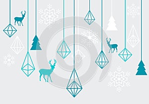 Geometric Christmas ornaments, vector