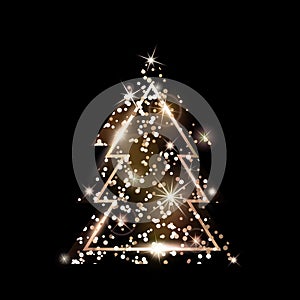 A geometric Christmas tree. Rose Gold Glitter.