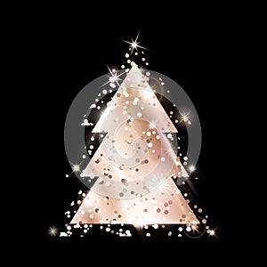 A geometric Christmas tree. Rose Gold Glitter.