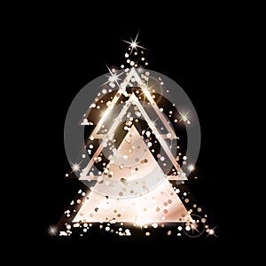 A geometric Christmas tree. Rose Gold Glitter.